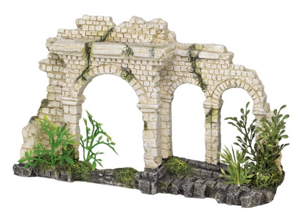 Ozdoba akwariowa Nobby " Tri-arch brick gata " 25x6x15 cm - " Ceglana ścianka z łukami i roślinkami " - Nobby zdjęcie 1