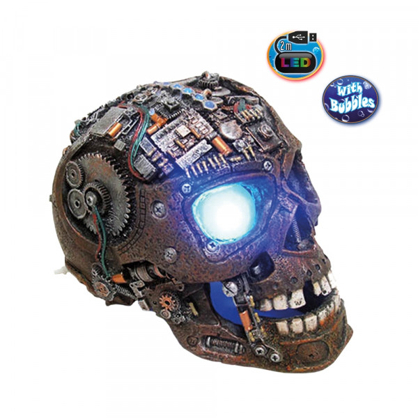 Ozdoba akwariowa Nobby " Cyborg skull " LED 20,8x13,7x15 cm - " Czaszka - cyborg z podświetleniem led" - Nobby zdjęcie 1