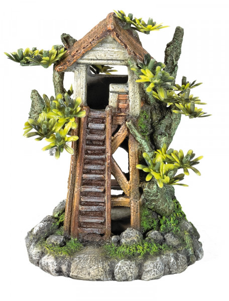 Ozdoba akwariowa Nobby " Tress house " 12,2x9,2x15,5 cm - " Domek na drzewie z roślinami " - Nobby zdjęcie 1