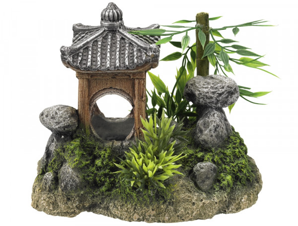 Ozdoba akwariowa Nobby " Asian temple " 15,5 x 10,5 x 12,5 cm - " Azjatycka świątynia z roślinami " - Nobby zdjęcie 1