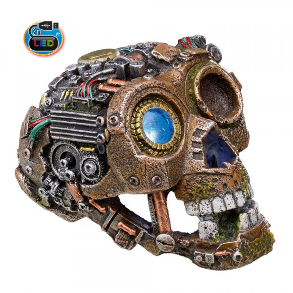 Ozdoba akwariowa Nobby " Cyborg skull " LED 11,5 x 15,7 x 11 cm - " Czaszka cyborga z  podświetleniem led" - Nobby zdjęcie 1