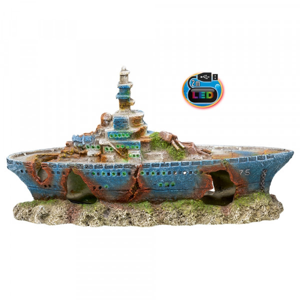 Ozdoba akwariowa Nobby " Ship wrack " LED 27 x 7 x 14,5 cm - " Wrak statku z  podświetleniem led" - Nobby zdjęcie 1