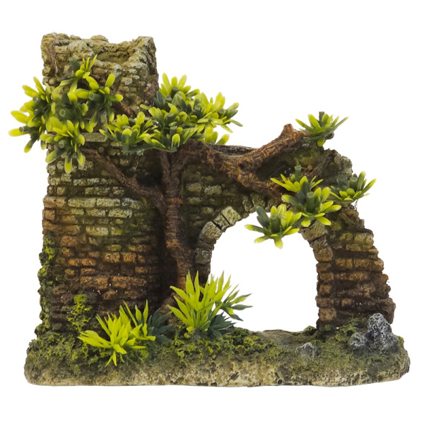Ozdoba akwariowa Nobby " Tower with arch " 16,5x8x15 cm - " Wieża z łukim i roślinami " - Nobby zdjęcie 1