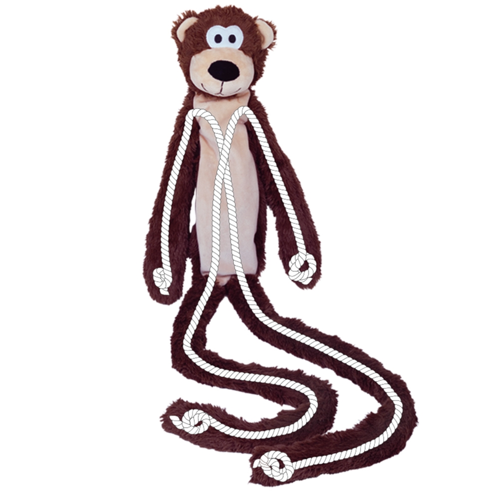 Pluszowa zabawka dla psa Nobby plush animal LONG Monkey 105cm -długa, pluszowa małpa wypełniona sznurem z piszczałką i trzeszczącymi elementami - Nobby zdjęcie 2