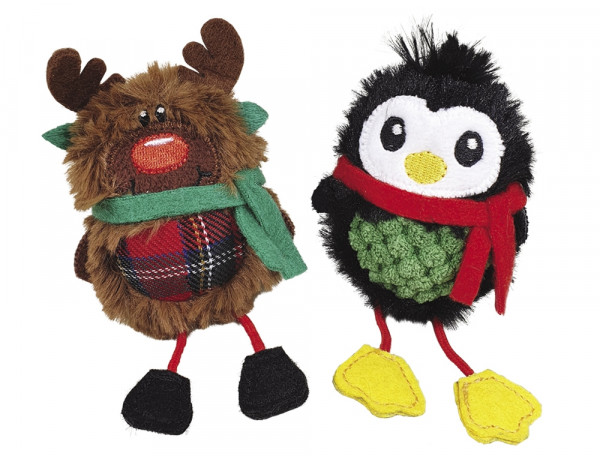 Xmas Nobby Świąteczna pluszowa zabawka dla kota z matatabi 13cm - pingwin lub renifer z matatabi - Nobby zdjęcie 1