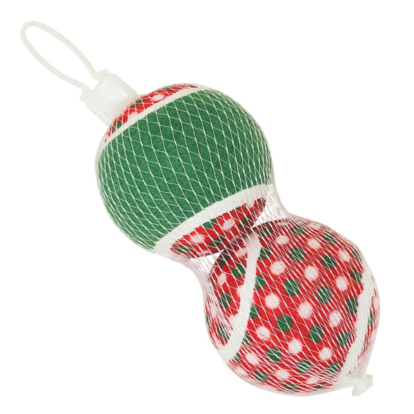 Xmas Nobby Świąteczna tenisowa zabawka dla psa  - dwie tenisowe piłki 6,3cm w świątecznych kolorach - Nobby zdjęcie 1