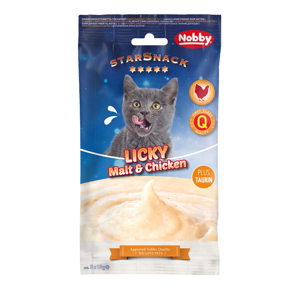 Przysmak dla kota StarSnack Licky Cat Malt & Chicken 75g ( 5*15g saszetki) Nobby - kremowa pasta z kurczaka ze słodem - Nobby zdjęcie 1