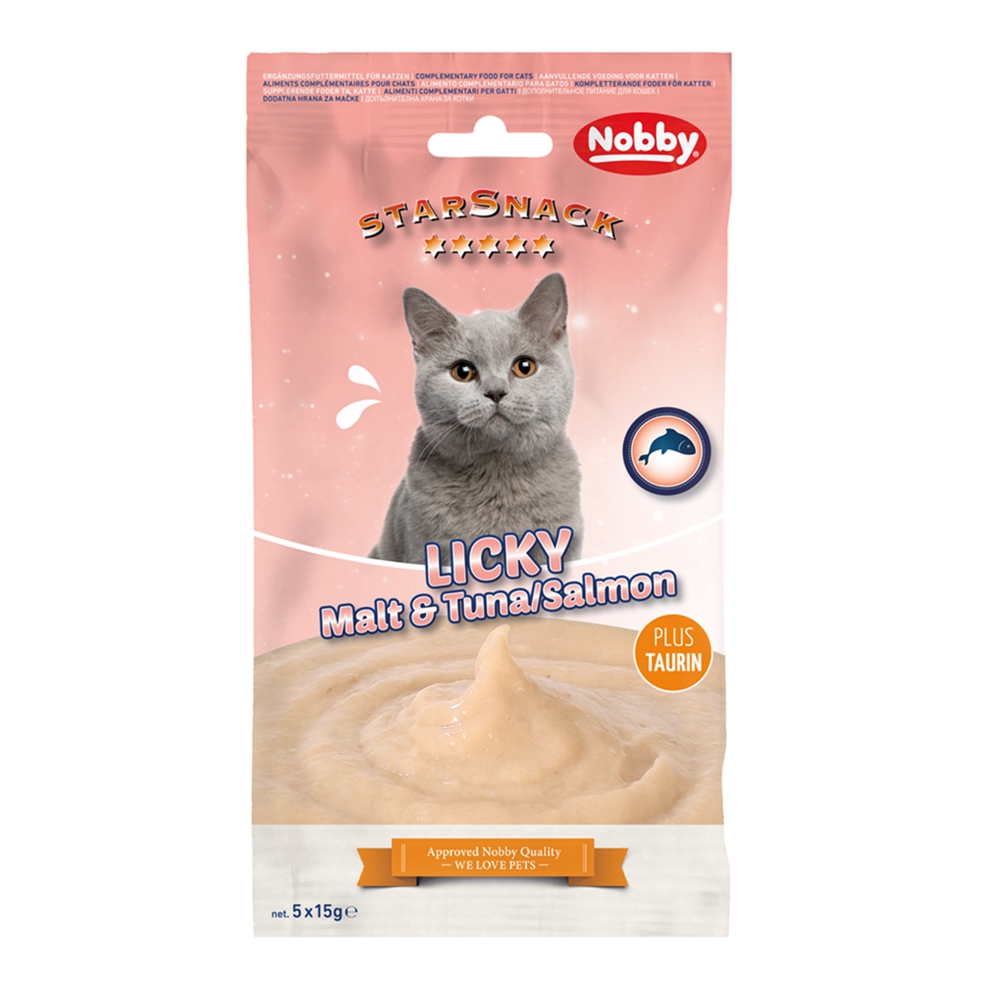 Przysmak dla kota StarSnack Licky Cat Malt & Tuna/Salmon 75g ( 5*15g saszetki) Nobby - kremowa pasta z tuńczyka i łososia ze słodem - Nobby zdjęcie 1