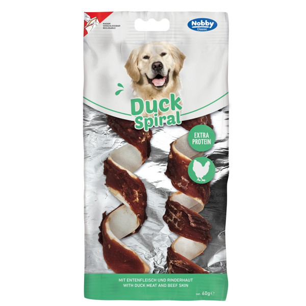 Przysmak dla psa Nobby StarSnack Classic Duck Spiral 18cm/2szt 60g - spirale ze skóry wołowej z kaczką extra protein - Nobby zdjęcie 1