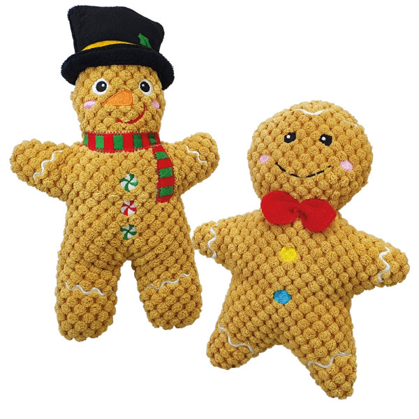Xmas Nobby Świąteczna pluszowa zabawka dla psa 20+22cm - piernikowy ludzik z piszczałką - Nobby zdjęcie 1
