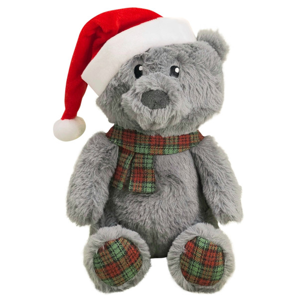 Xmas Nobby Świąteczna pluszowa zabawka dla psa 23cm - miś z piszczałką i szeleszczącą czapką - Nobby zdjęcie 1