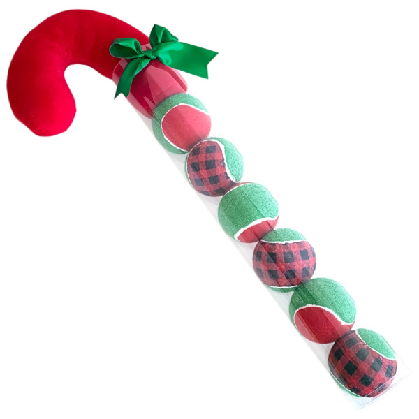 Xmas Nobby Świąteczna tenisowa zabawka dla psa długość 51cm - sześć tenisowych piłeczek 6,5cm w świątecznych kolorach - Nobby zdjęcie 1