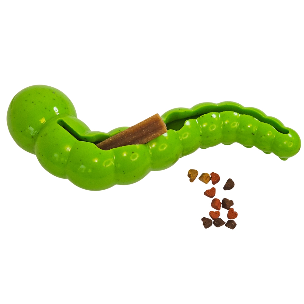 Zabawka z gumy termoplastycznej dla psa Nobby TPR Caterpillar 24cm- zielona, pływająca gąsienica - Nobby zdjęcie 2