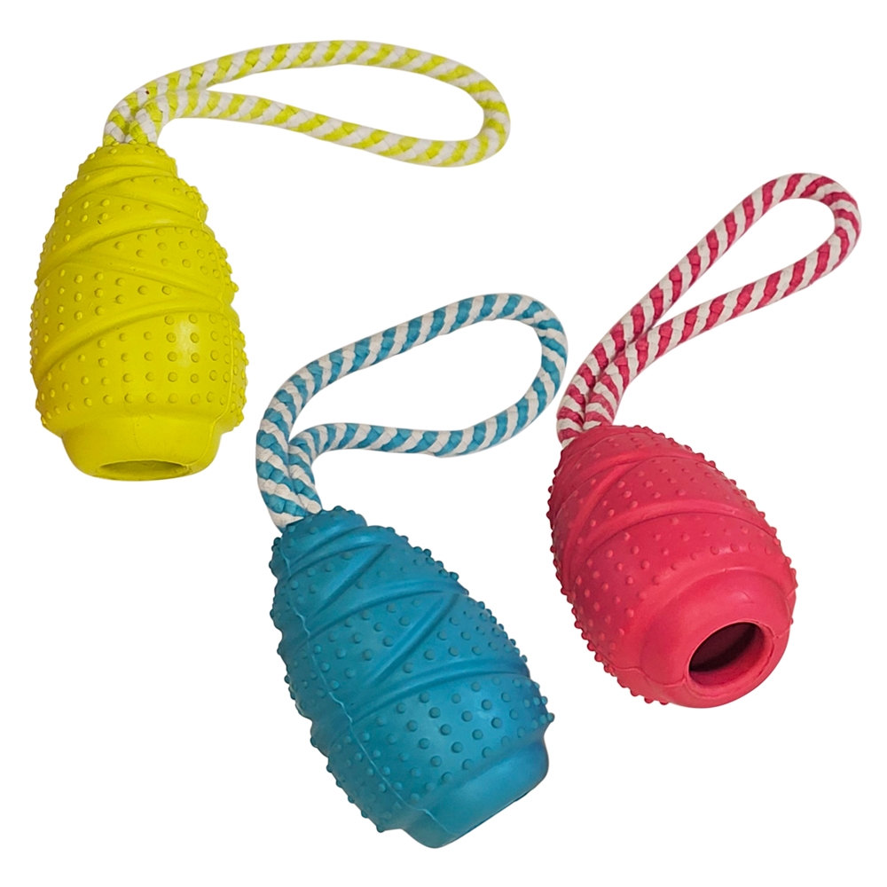 Zabawka dla psa Nobby Rubber Line Jumper with rope 9cm, 16cm -gumowy, kolorowy gong ze sznurkiem - Nobby zdjęcie 2