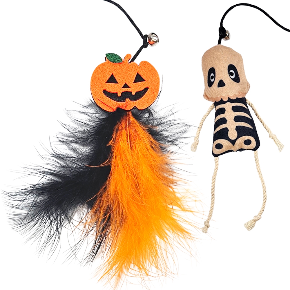 Pluszowa zabawka dla kota Nobby Halloween skeleton and pumpkin 31-64cm - wędka dla kota z dynią lub szkieletorem - Nobby zdjęcie 2