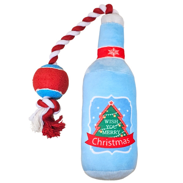 Xmas Nobby Świąteczna pluszowa zabawka dla psa 58*10cm - pluszowa butelka ze sznurem i piłką - Nobby zdjęcie 1