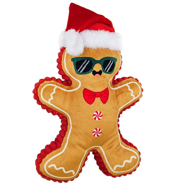 Xmas Nobby Świąteczna pluszowa zabawka dla psa 37cm - piernikowy ludzik z piszczałką - Nobby zdjęcie 1