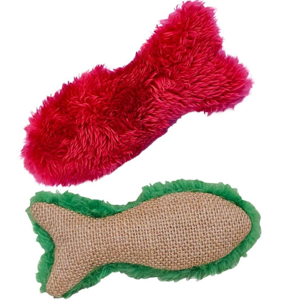Xmas Nobby Świąteczna sizalowo-pluszowa zabawka dla kota rybka z kocimiętką 12cm w dwóch kolorach: zielonym lub czerwonym - Nobby zdjęcie 1