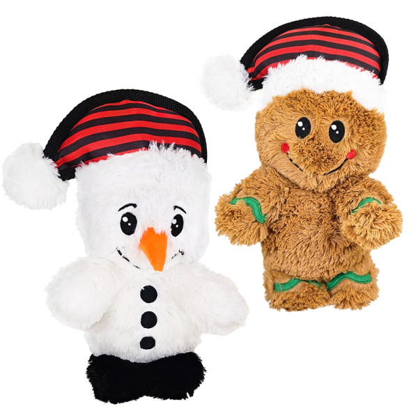 Xmas Nobby Świąteczna pluszowa zabawka dla psa 32cm - bałwanek lub piernikowy ludzik z miękkiego pluszu z piszczałką - Nobby zdjęcie 1