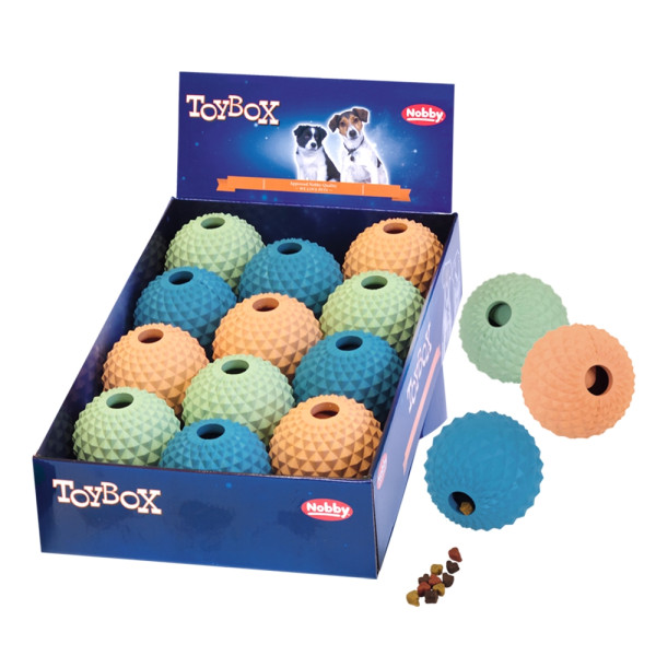 Zabawka dla psa Nobby Rubber Snack Ball Ø 9cm - gumowa, kolorowa piłka na przysmaki, kula smakula - Nobby zdjęcie 1