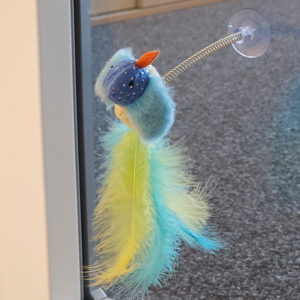Zabawka dla kota Nobby pluszowy ptaszek z piórkami na sprężynie z przyssawką i kocimiętką 7 -17 cm - Nobby zdjęcie 2