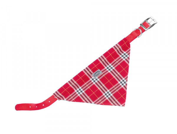 Nylonowa obroża dla psa z chustą Nobby 20 mm, 50 cm czerwona w kratę  - Nobby zdjęcie 1
