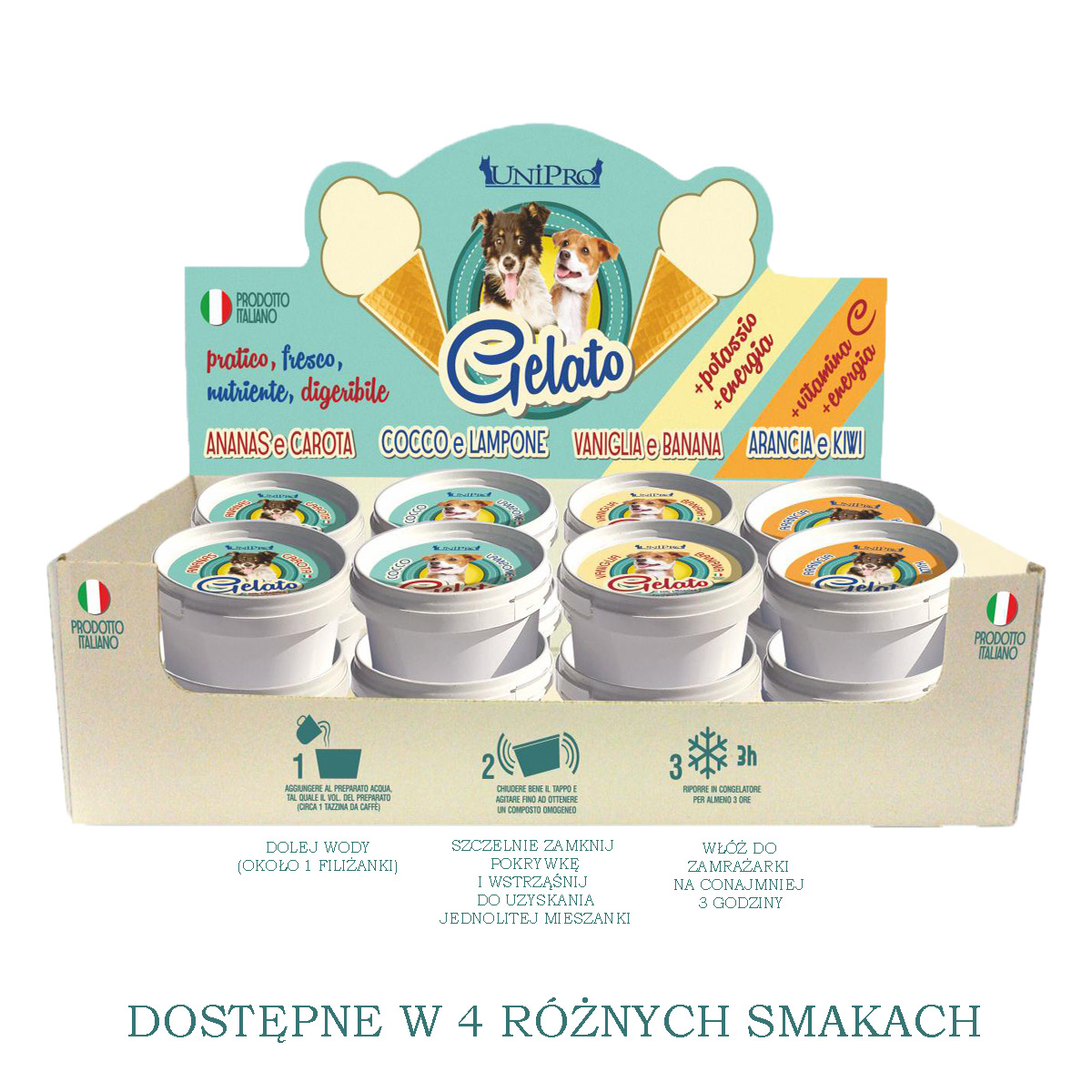 UniPro Gelato włoskie lody dla psa pomarańczowe z kiwi 60g +witamina C +eneria - UniPro zdjęcie 2