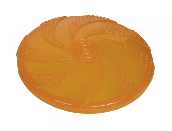Zabawka z gumy termoplastycznej dla psa Nobby TPR Fly Disc "Glowing" Ø18,5cm- latający, pływający dysk z efektem światła fluorescencyjnego (świecąca) - Nobby zdjęcie 1