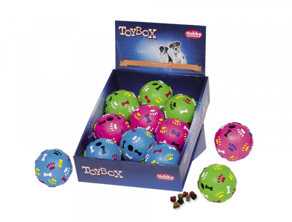 Zabawka dla psa Nobby Rubber Line Snack Ball Ø 7cm - gumowa, kolorowa piłka na przysmaki, kula smakula - Nobby zdjęcie 1