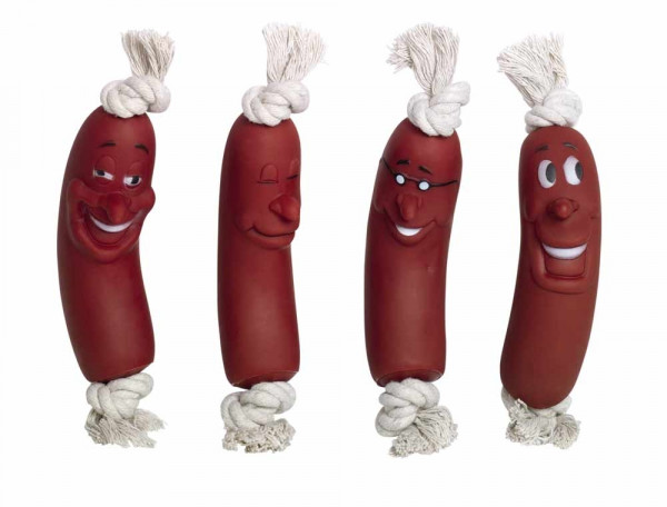 Winylowa zabawka dla psa Nobby Sausage- kiełbaska z liną 18cm - Nobby zdjęcie 1