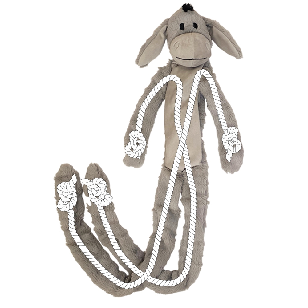 Pluszowa zabawka dla psa Nobby plush animal LONG Donkey 105cm -długa, pluszowy osioł wypełniony sznurem z piszczałką i trzeszczącymi elementami - Nobby zdjęcie 2