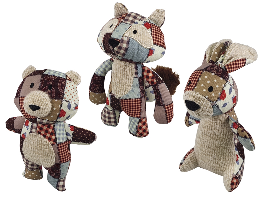 Pluszowa zabawka dla psa Nobby Display plush animals Patchwork 20cm - pluszowe zwierzęta z piszczałką - Nobby zdjęcie 2