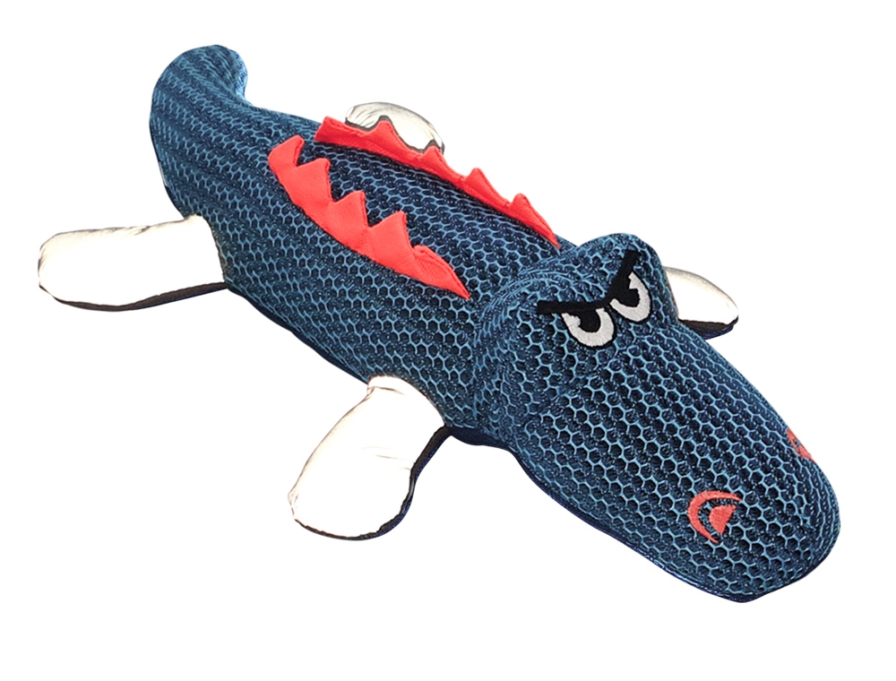 Pluszowa zabawka dla psa Nobby mesh animal Crocodile 37cm - krokodyl nylonowa i siatkowa tkanina/mesh z piszczałka i odblaskowymi elementami - Nobby zdjęcie 2