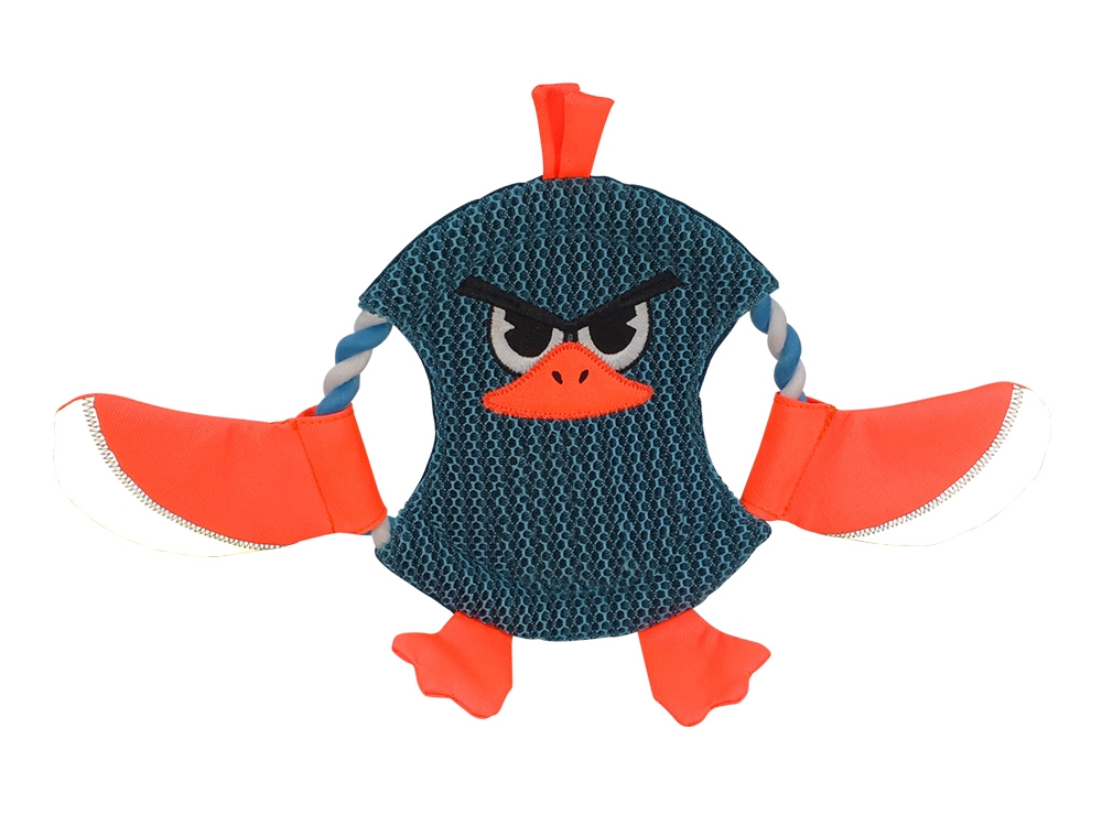 Pluszowa zabawka dla psa Nobby mesh animal Fly Disc Ente Ø 19cm (38cm ze skrzydełkami)- dysk ze sznura, kaczka nylonowa oraz siatkowa tkanina/mesh z szeleszczącymi i odblaskowymi elementami - Nobby zdjęcie 2