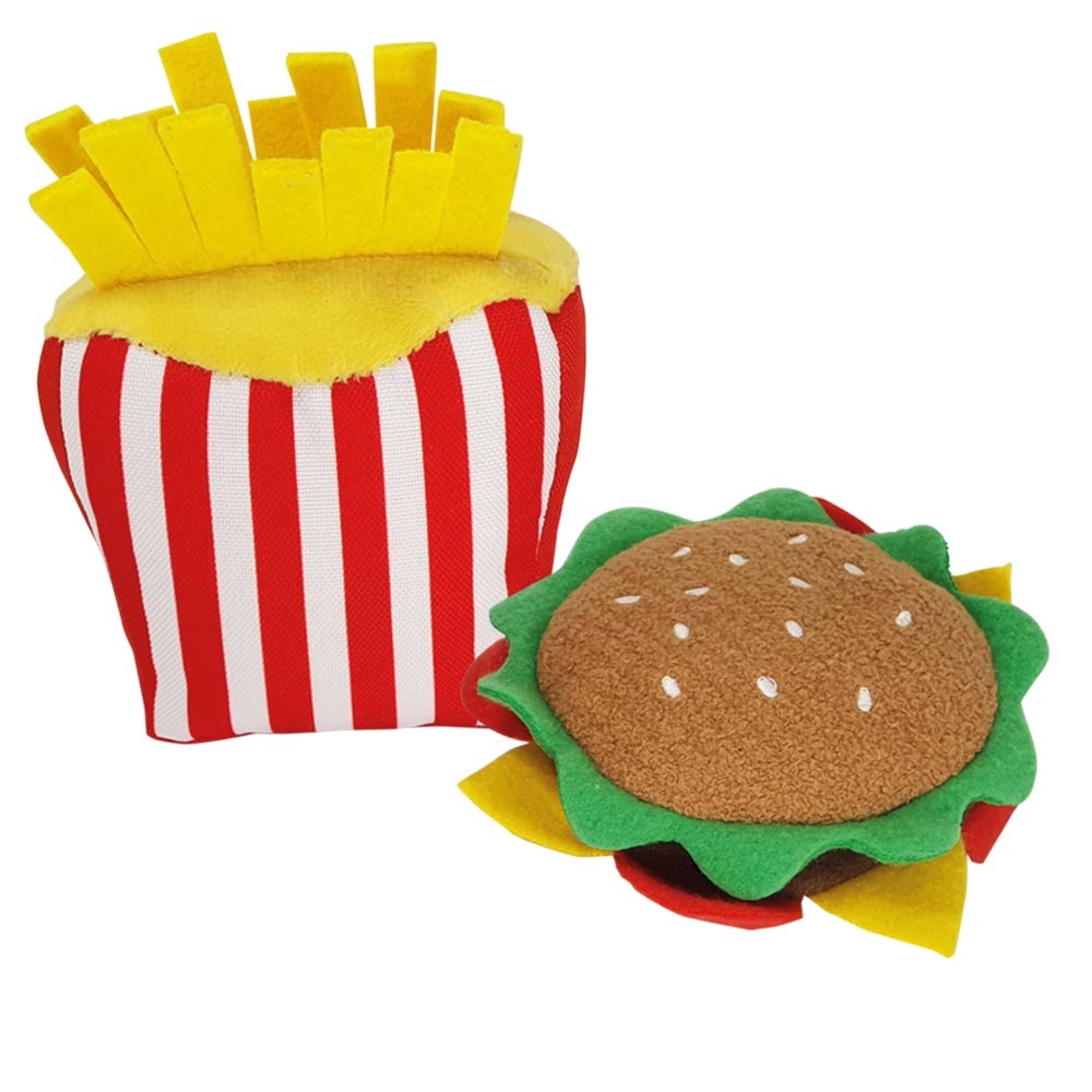 Pluszowa zabawka dla psa Nobby Food 5x7cm, 10cm - frytki lub burger - Nobby zdjęcie 2