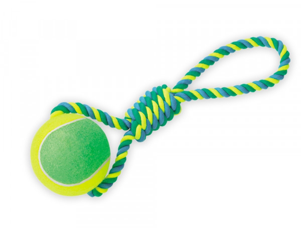 Zabawka dla psa Nobby Rope Toy playing rope with tennis ball XXL Ø 12cm; 50cm - tenisowa piłka na plecionym, bawełnianym sznurku - Nobby zdjęcie 1