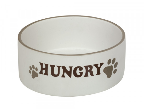 Miska ceramiczna Nobby dla psa "Hungry " biała z napisem i łapkami 1,10L  Ø 18x7cm - Nobby zdjęcie 1