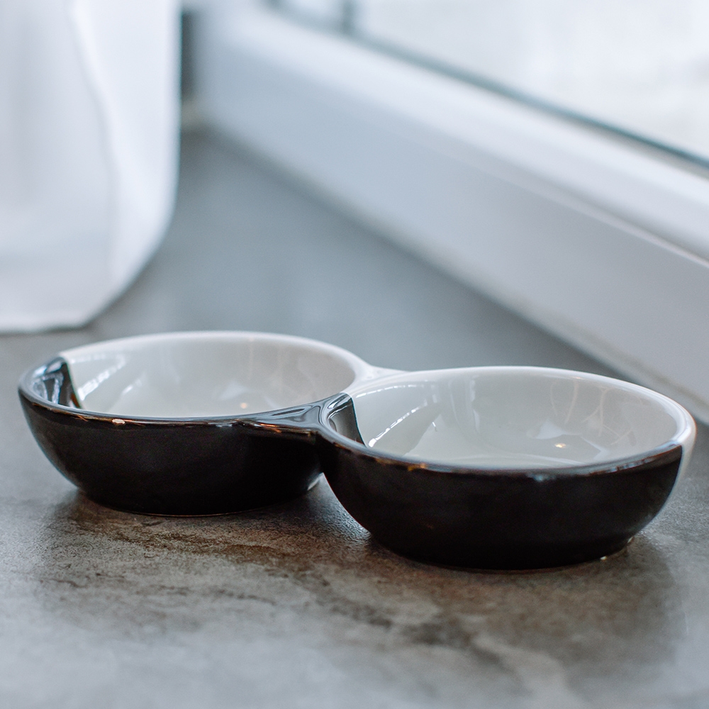 Miska ceramiczna Nobby dla kota "Face" biało-czarna 2x0,13 L  Ø 22x11,5x3,5cm - Nobby zdjęcie 2