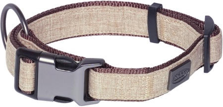 Obroża dla psa Nobby Linen Deluxe S-M 20mm, 28-40cm brązowa - Nobby zdjęcie 1