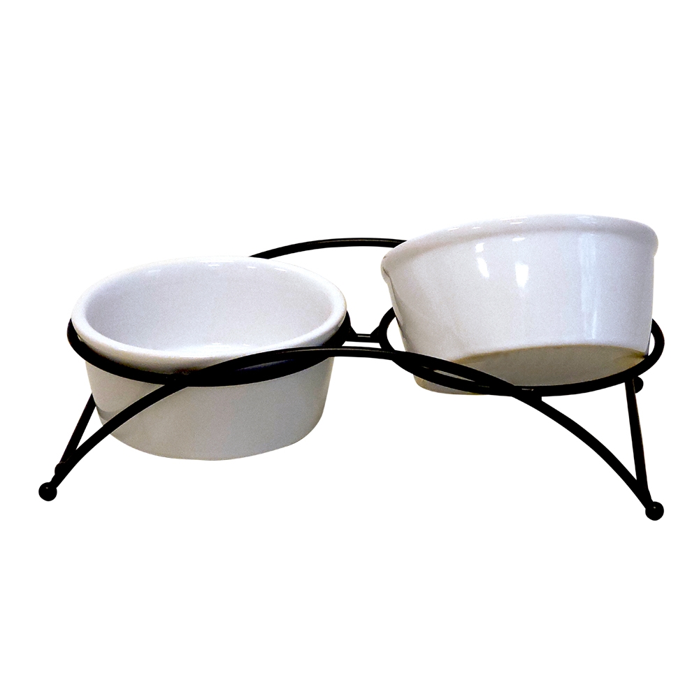 Metalowy stojak z ceramicznymi miskami Nobby "Filo" 2 x (0,30l Ø 12x5,5cm) 26x13,5x7,5 cm - Nobby zdjęcie 2