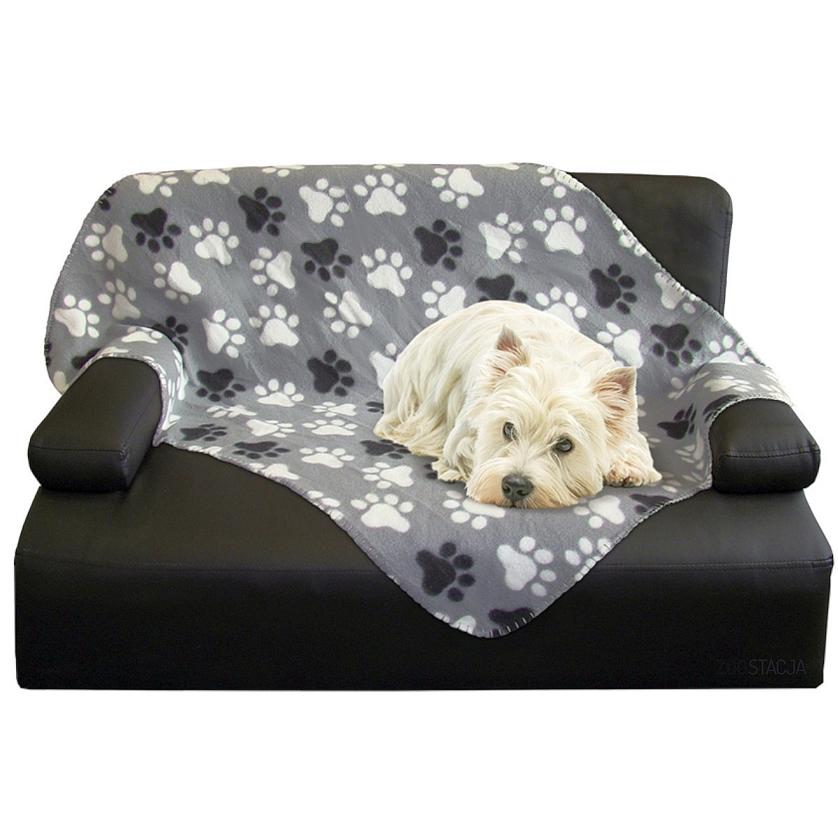 Miękki, polarowy koc Nobby "PIPPA" dla psa lub kota 70x100cm - szary z wzorem w łapy  - Nobby zdjęcie 2