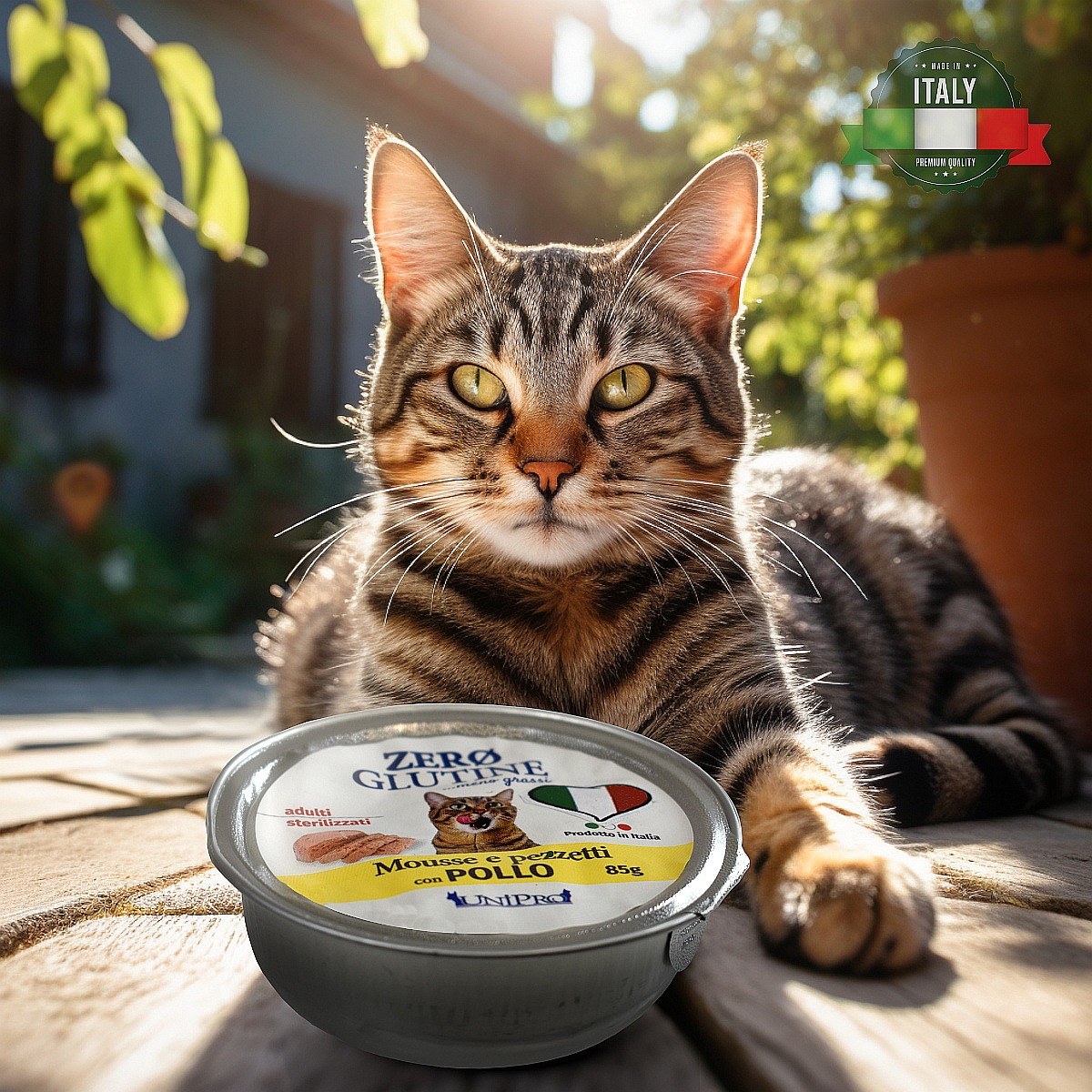 UniPro Unicamente Glutine Zero - bezglutenowa karma dla kota sterylizowanego 85g kawałki kurczaka w musie - UniPro zdjęcie 2