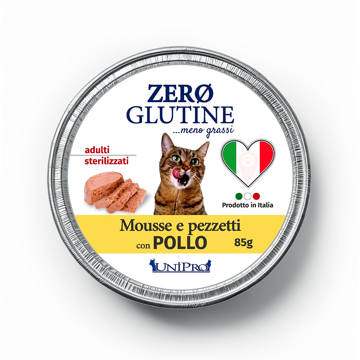 UniPro Unicamente Glutine Zero - bezglutenowa karma dla kota sterylizowanego 85g kawałki kurczaka w musie - UniPro zdjęcie 1
