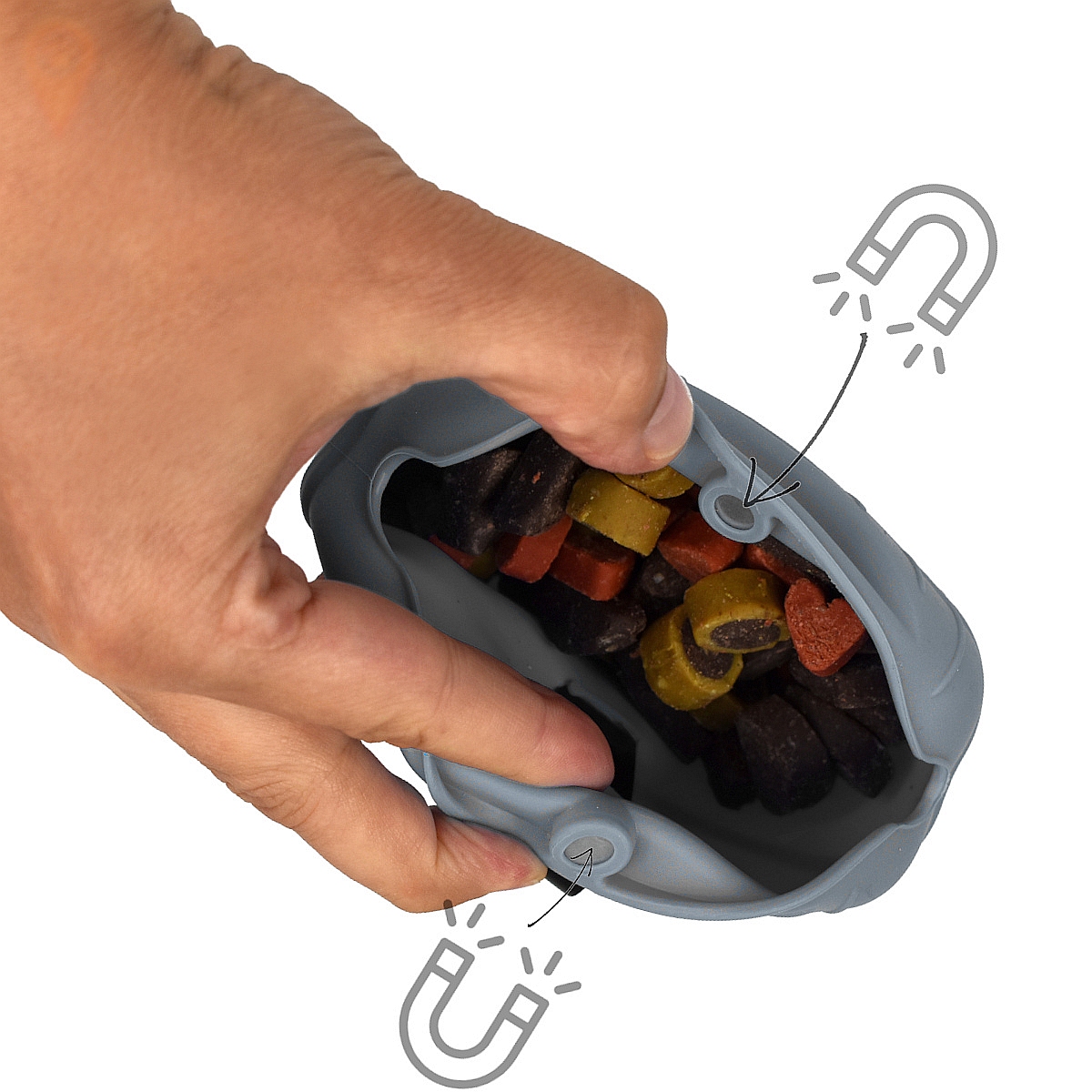 Silikonowa torebka - pojemnik na przysmaki dla psa lub kota Nobby w kolorze szarym - Nobby zdjęcie 3