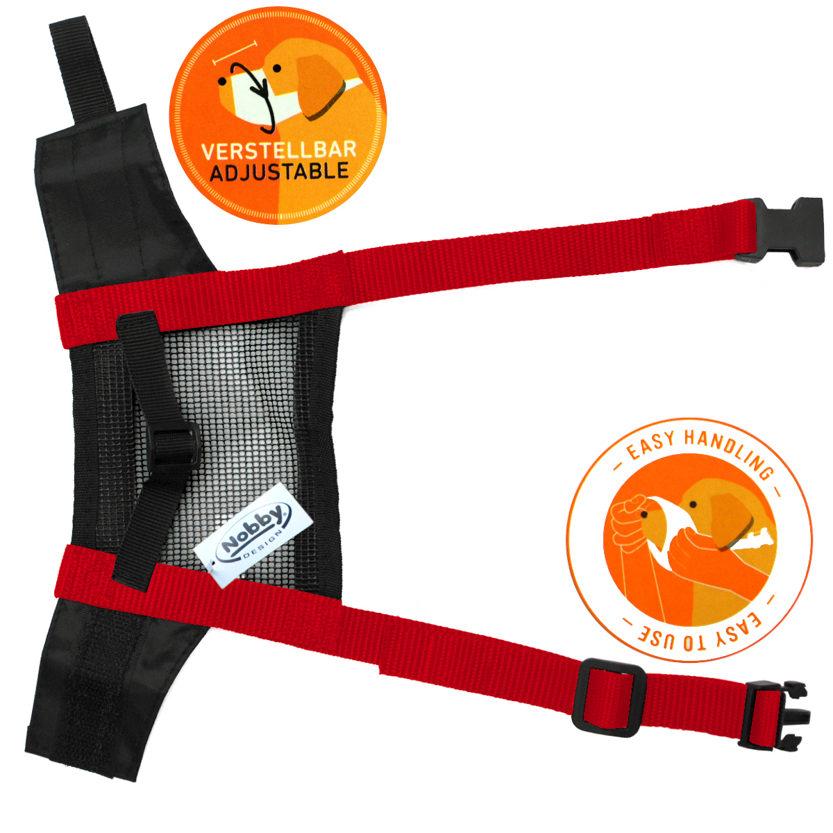 Muzzle adjustable Nobby - nylonowy kaganiec dla psa 0; 13-16 cm czerwony - Nobby zdjęcie 2