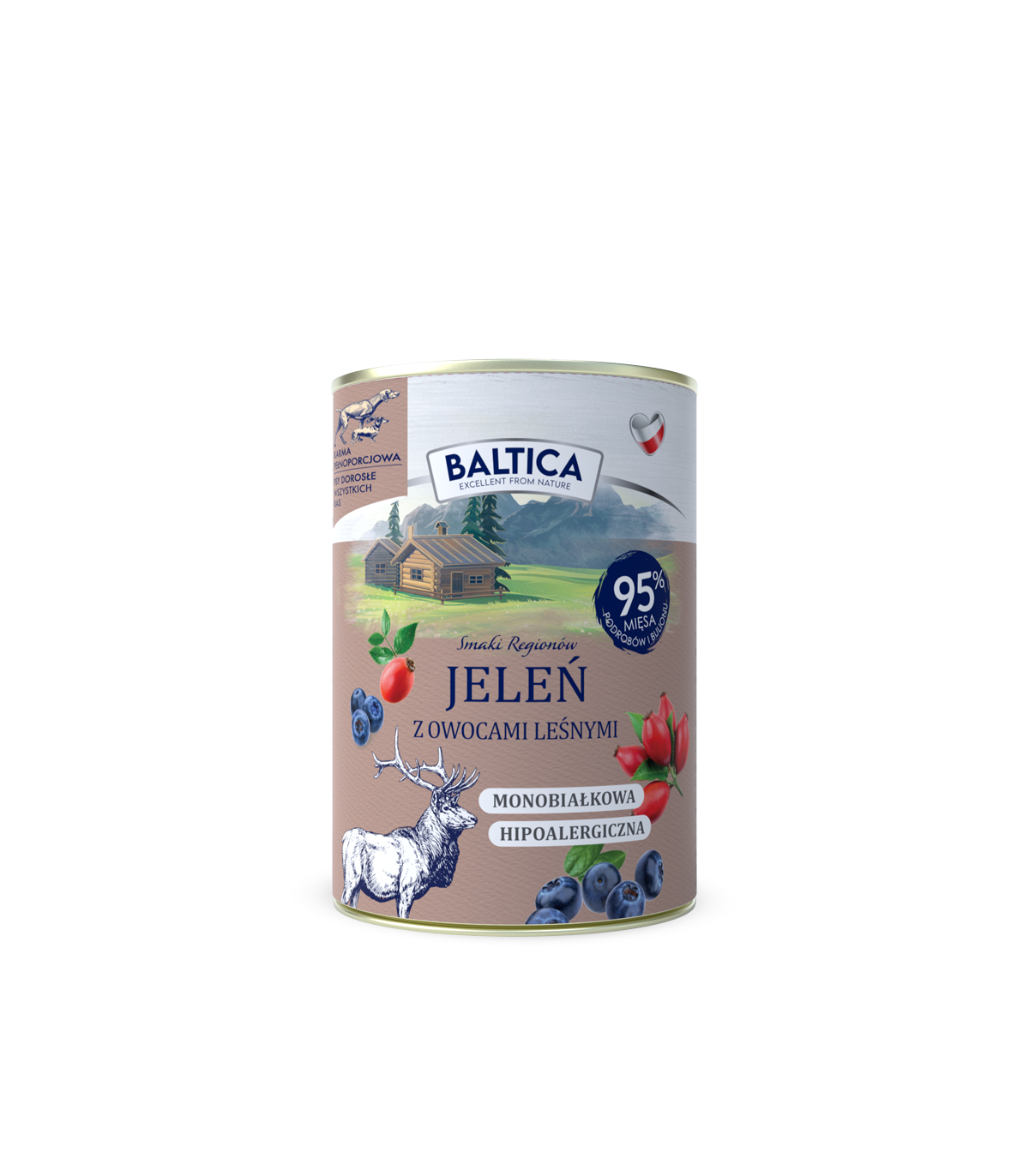 Baltica Smaki Regionów Mokra Karma dla Psa Jeleń z Owocami Leśnymi 400 g