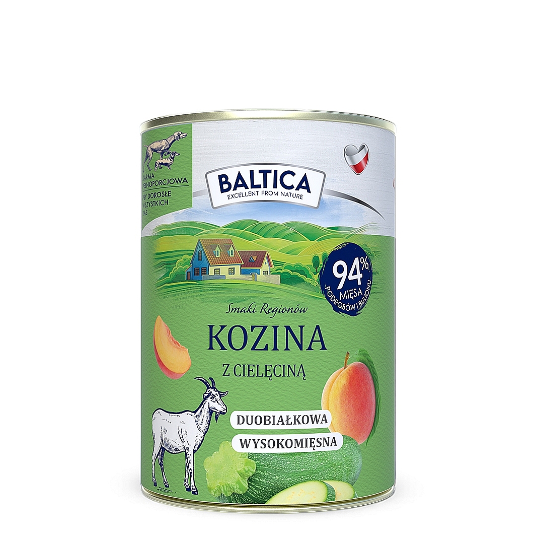 Baltica Smaki Regionów Mokra Karma dla Psa Kozina z Cielęciną Puszka 400g
