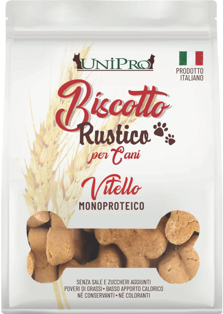 UniPro Biscotto Rustico przysmak włoskie ciasteczka dla psa 300g - z cielęciną ( wielkość ciasteczka ok.3,5cm )