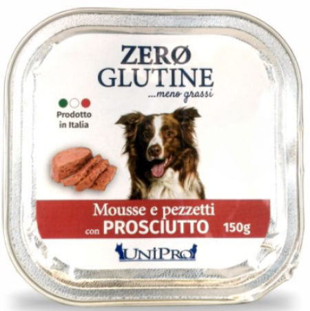 UniPro Unicamente Glutine Zero - bezglutenowa karma dla psa 150g kawałki szynki Prosciutto w musie