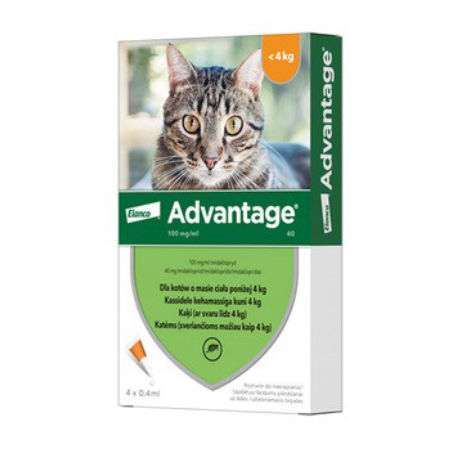 Advantage kot 40 0,4ml krople dla kota poniżej 4kg przeciw pchłom - 1 pipetką